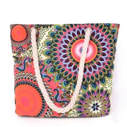 

New Women Handbag Canvas Floral Printing Shoulder Beach Bags Casual Female Tote Shopping Bag Bolsa Feminina Canta Neverfull 2016