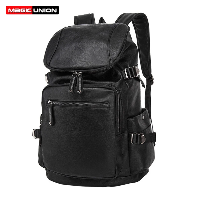 MAGIC UNION Fashio Leather font b Backpack b font Men s Casual Travel Bags Oil Wax