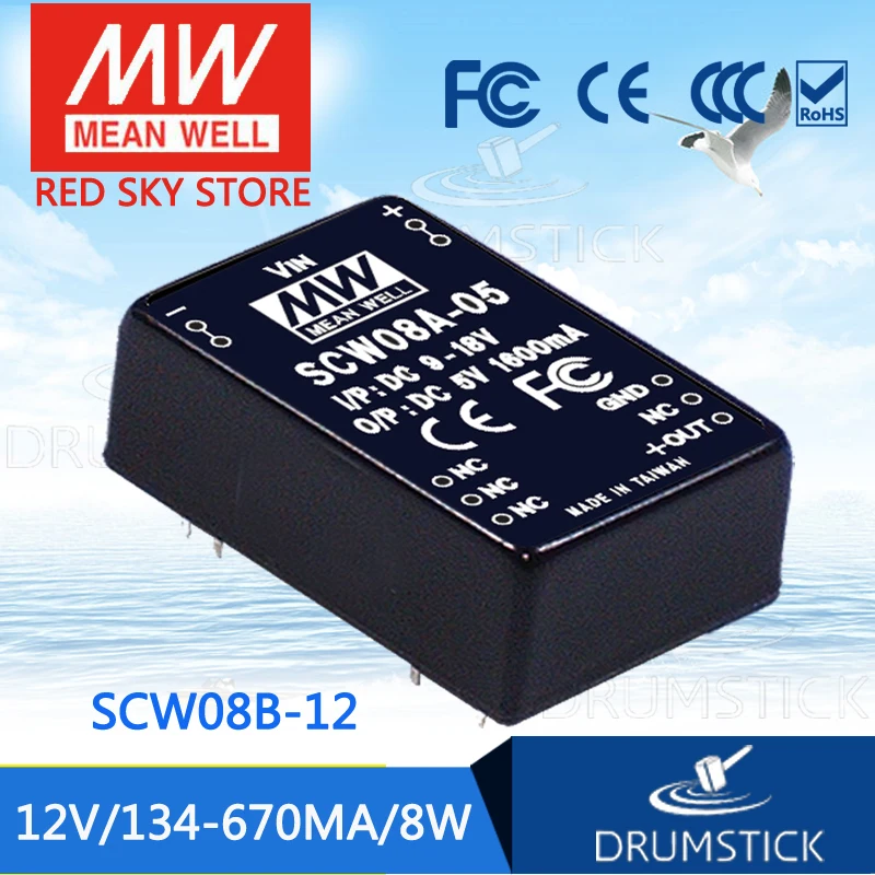 

Advantages MEAN WELL SCW08B-12 12V 670mA meanwell SCW08 12V 8W DC-DC Regulated Single Output Converter