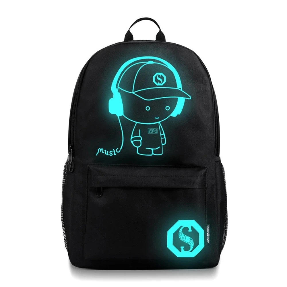 

Unisex Luminous Oxford Backpack Light Preppy Teenagers Noctilucent Cartoon Student School Bags mochilas *00