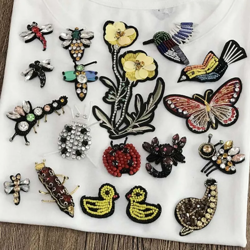 Handmade Rhinestone round beaded Patches ,Sew on Crystal patch for