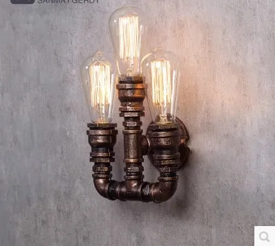 

Edison Sconces Pipe Wall Lamp With 3 Lights Fixtures Style Loft Industrial VIntage Wall Light Arandela Apliques Pared