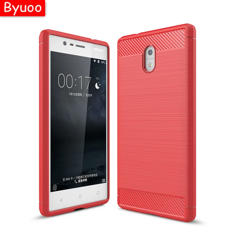 Best Byuoo Soft Silicone Carbon Fiber Protective Defender Case Cover for Nokia 1 2 3 5 6 2018 7 plus 8 9 for nokia x6 2.1 3.1 5.1