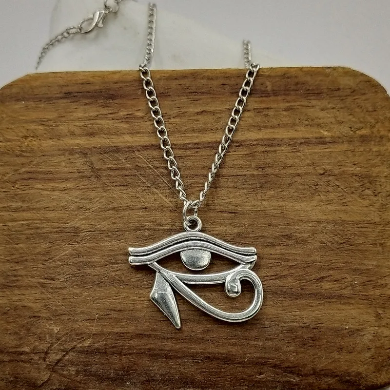 Новая мода древний Египетский Глаз Хоруса подвески крест цепи Короткие Длинные мужские женские серебряные ожерелья ювелирные изделия подарок - Окраска металла: silver