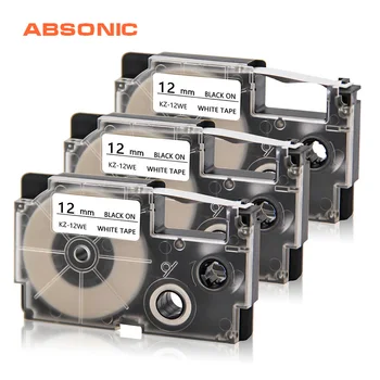 Absonic 3 個 TZe-135 TZ-135 カセットラベルテープ用互換は、 p-touch PT-D210 PT-H110 PT-P700 タイプライターに白クリア