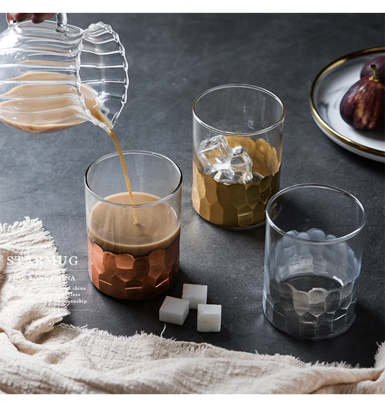 Скандинавский Ретро стиль из старой золотой фольги стеклянные чашки фруктовый десерт чашки Творческий кофе мусс чашка