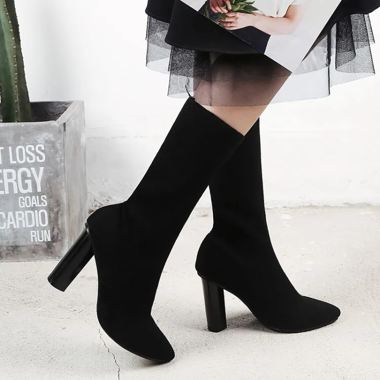 

Big Size 9 10 11 12 boots women shoes ankle boots for women ladies boots shoes woman winter Sleeve tip coarse with knit