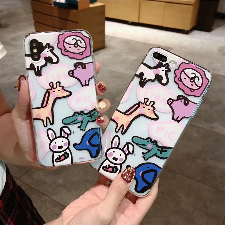

Cartoon Silicone Phone Case For iPhone 7 8 Plus XS MAX XR Cute Soft Cover For iphone 8 plus case X 6 6S Plus 5 Coque Fundas