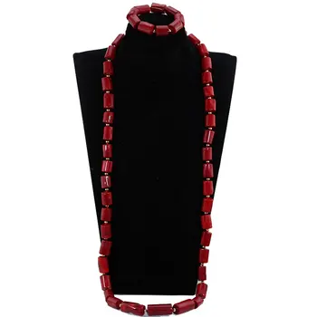 

Excellent quality Claret Coral Necklace Jewelry Set 40 inches Big Real Coral Beads Bridal Necklace Set Men Coral Necklace CG031