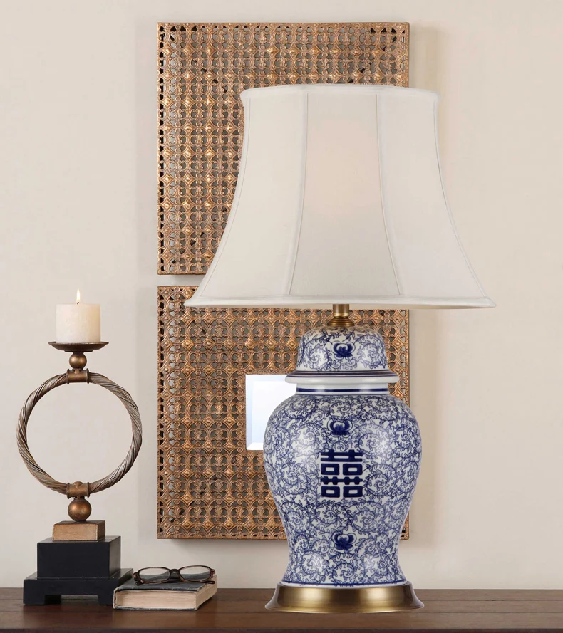 happiness China Antique Living Room Vintage Table Lamp Porcelain Ceramic Table Lamp wedding decoration oriental table lamp (1)