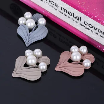 

2016New 100pcs Rubber Leaves and Pearl Flower Buttons for DIY hair accessories and phone case PLY117