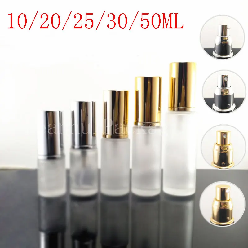 

10/20/25/30/50ML Transparent Frosted Glass Bottle With Spray/Lotion Pump, Perfume/Lotion Sub-bottling (30 PC/Lot)