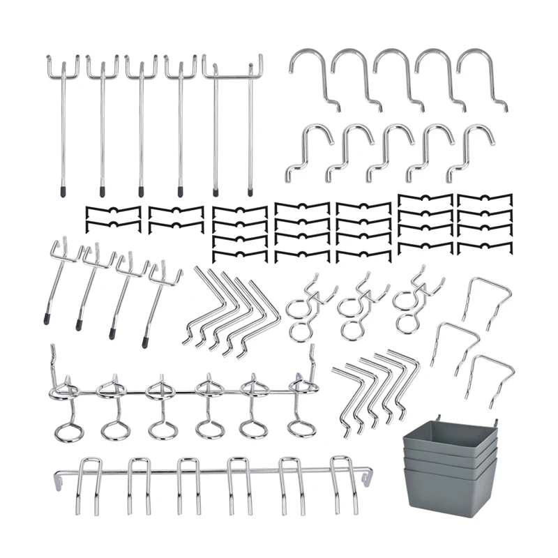 

68PCS Stainless Steel Peg Hook Locks Silver Peg Board Hooks Assortment Store Shop Pegboard Display Hook Set for Hanging