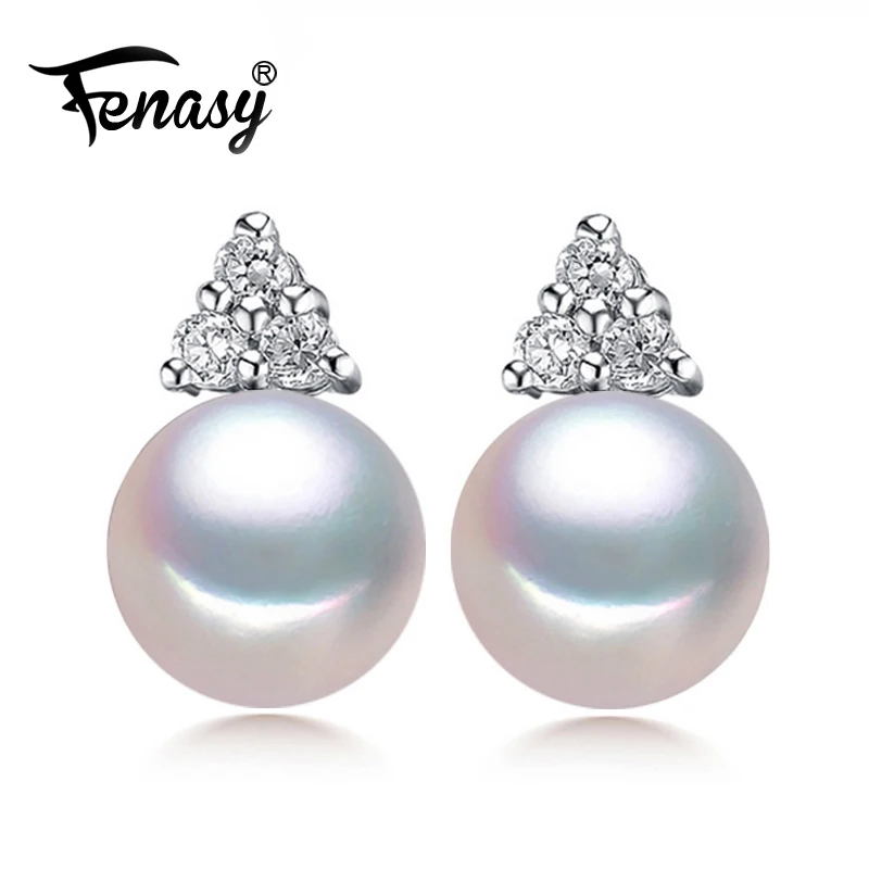 

FENASY natural pearl earrings for women 925 sterling silver earrings jewelry bohemian cute Stud Earrings