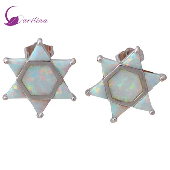 

Fashion 2020 New Silver Color Overlay Star White Fire Opal Earrings Cute Jewelry E419