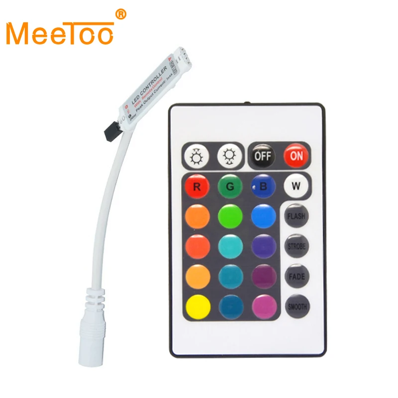 

LED RGB Controller DC12V Mini 24 Key IR Remote Controller and IR Receiver Wireless For 3528 5050 RGB LED Strip Lights Tape