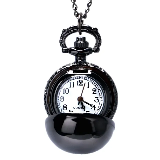 Black Smooth Ball Necklace Pendant Pocket Watch Chain Womens Lady Gift P68 Black Smooth Ball Necklace Pendant Pocket Watch Chain Womens Lady Gift P68