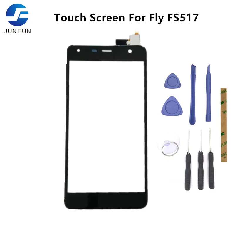 

JUN FUN 5.0'' Mobile Phone Touch Glass Digitizer Panel Lens Sensor For Fly fs517 cirrus 11 FS 517 + Tracking NO.