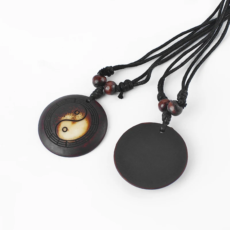 1 шт. ожерелье с подвеской из искусственного яка Yin Ying Yang Taiji/Bagua вощеного хлопка в