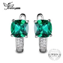 Jewelrypalace cojín 3.1ct esmeralda verde creado nano ruso clip en los pendientes 925 pendientes de plata de ley para las mujeres