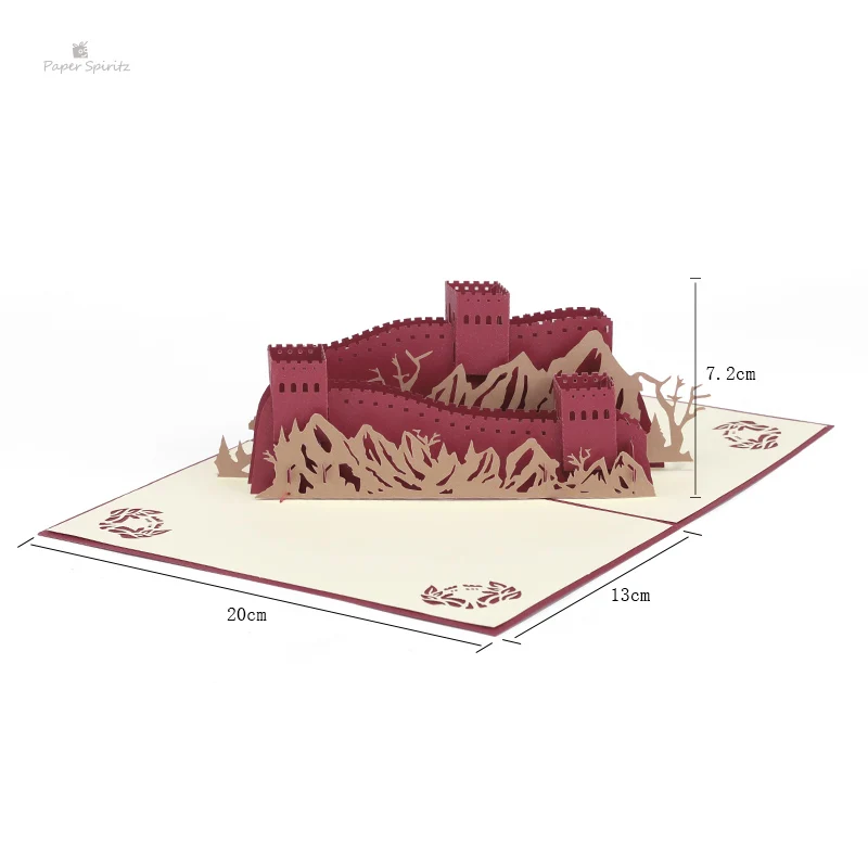  PAPER SPIRITZ Great Wall Cards 3D laser Cut Kraft Paper Pop Up Card With Envelope Invitations Greet - 32895572414