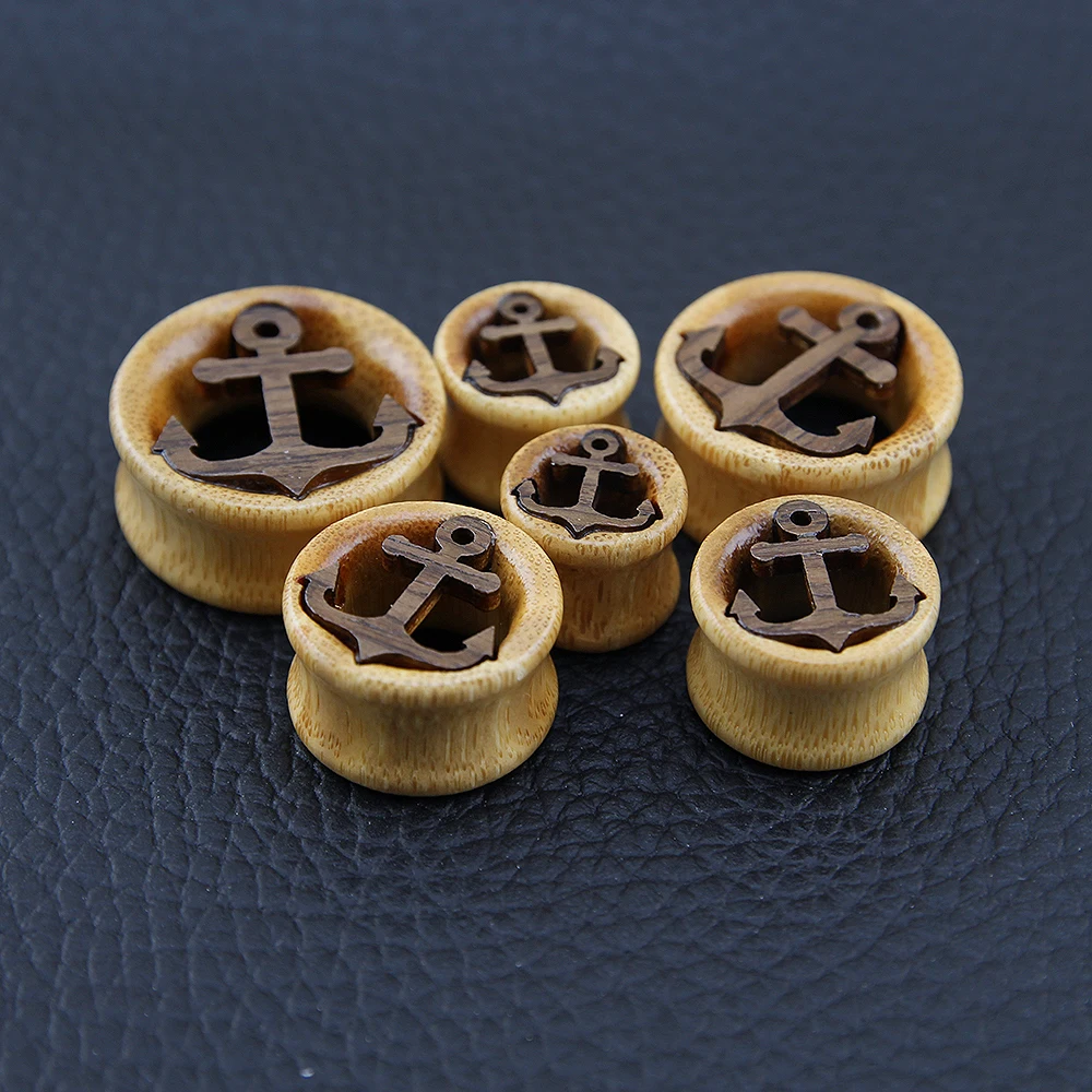 

Double Flared Anchor Solid Wood Ear Tunnel Plugs Gauges Expanders for Ears Piercing Wood Ear Tunnel Body Piercing Jewelry