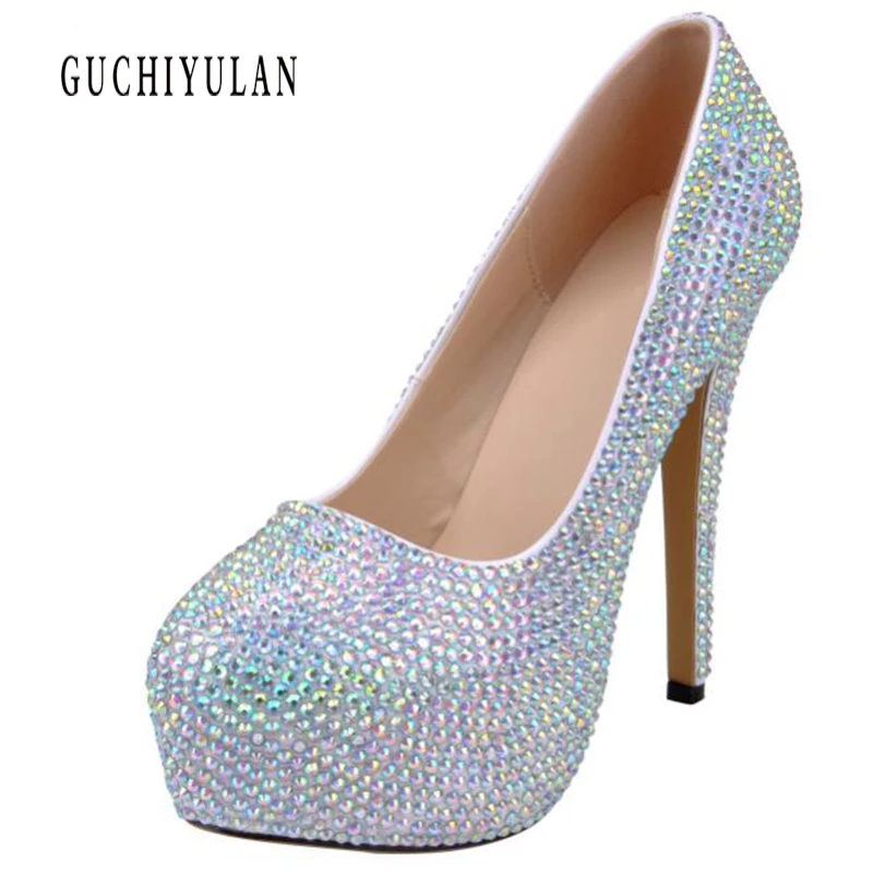 

Spring Hot Sale Luxury Shiny Crystal Gladiator Sandals High Heels Platform Shoes Woman Sexy Design Party Shoes 14CM Pumps