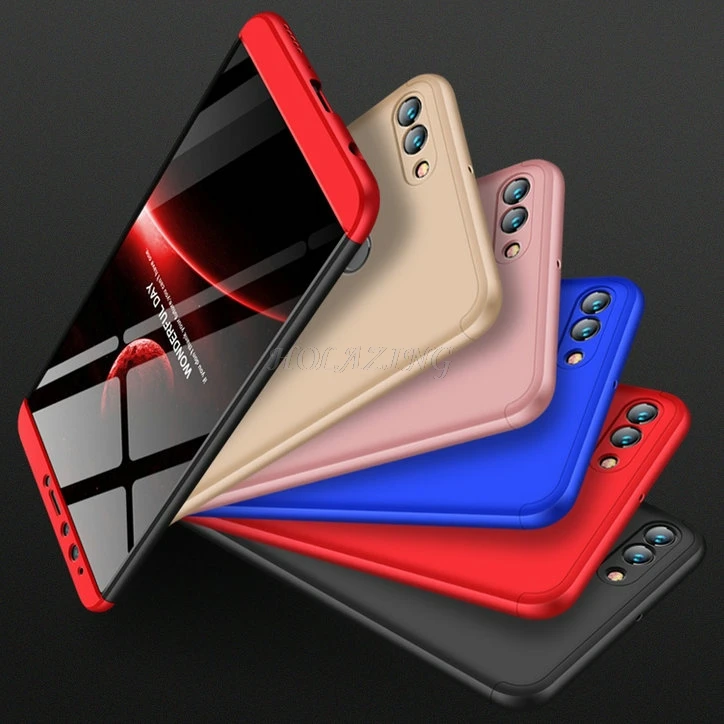 

3 in 1 Hard PC Full Body Protective Anti-Finger Shock Cover for Huawei Y9 Prime 2019 Y7 2018 Patch Color Luxury Durable Case