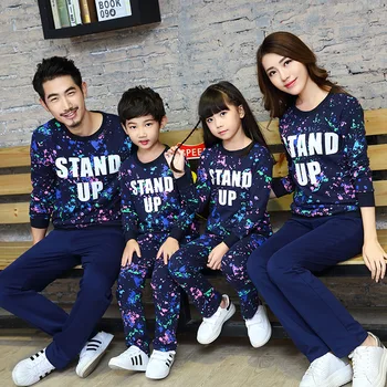 

2018 Special Offer Real Full Active Cotton Print Family Clothing Matching Mother And Daughter Father Son Clothes Set Style Sets