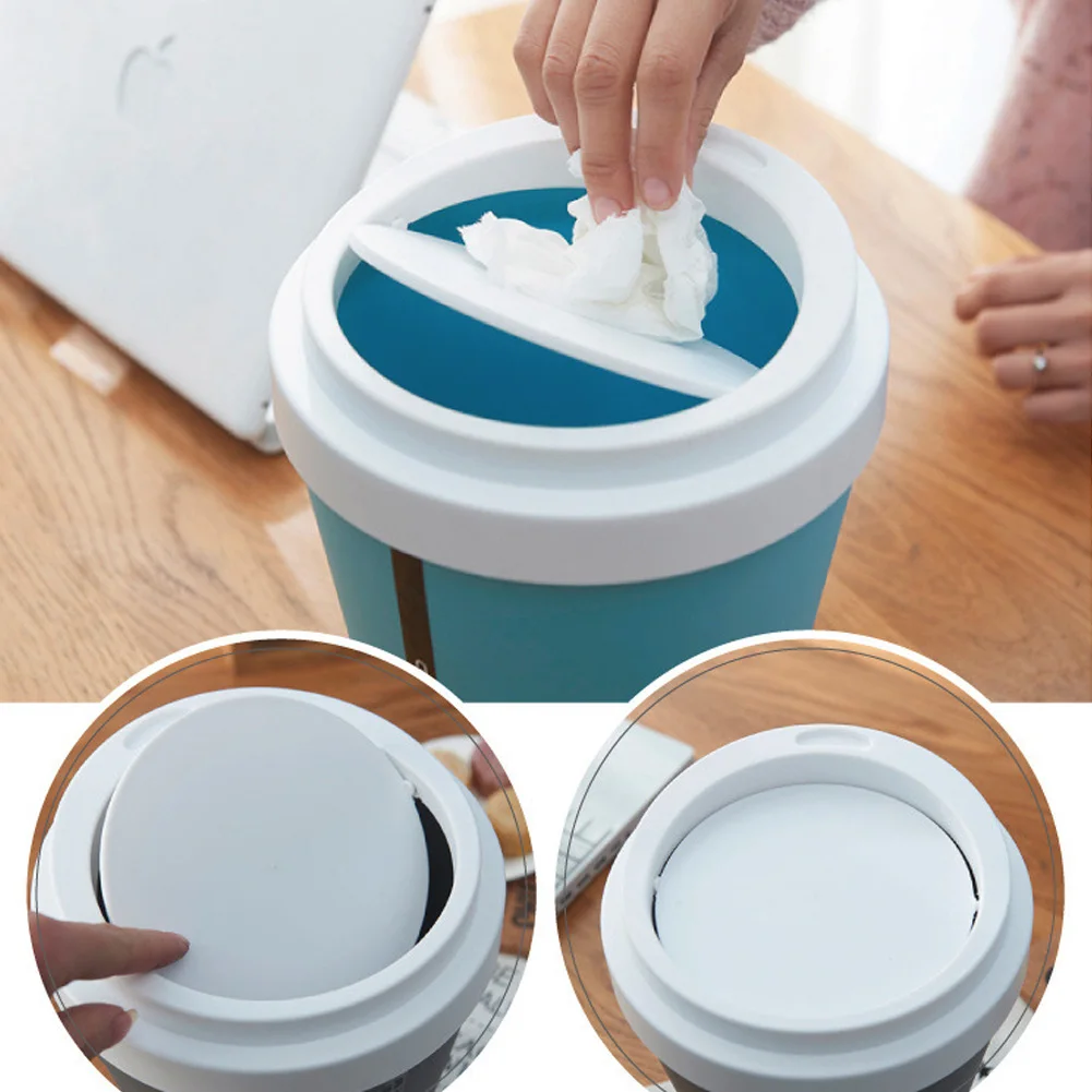 

Coffee Cup Shape Garbage Bucket Garbage Bag Dispenser Plastic Trash Can Set Living Room Waste Bin Desktop Dustbin Trash Cans