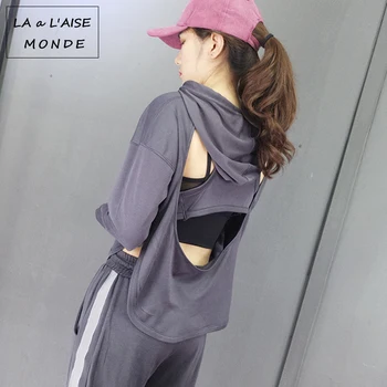 

Sexy Backless Yoga Shirts Sport Top Fitness Women Sports T Shirt Gym Clothing Loose Shirt Tops Workout Breathable Sportswear Tee