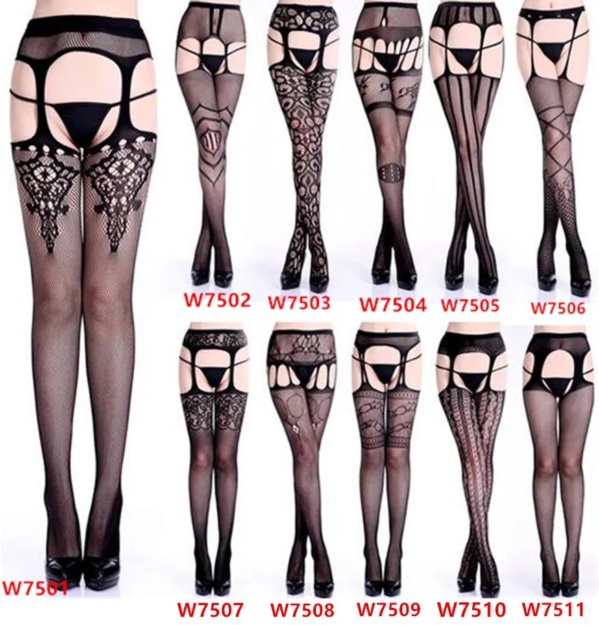 

2018 Women Sexy Stockings Lingerie Stripe Lace Elastic Transparent Black Hollow Out Tights Thigh Sheer Embroidery Pantyhose