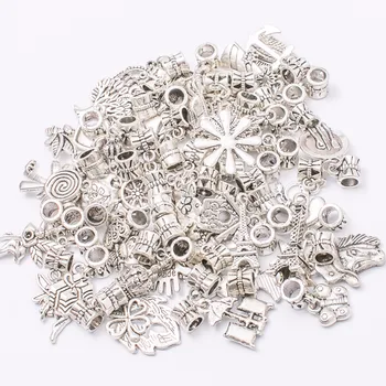 

Mix 50pcs/50 different charm Tibetan silver Bead Charm big hole pendant fit Pandora charm bracelet DIY pendant JS669