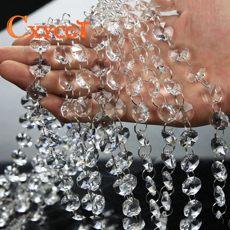 Preise Garland Diamant K9 Kristall Achteckigen Perlen Vorhang Bead Anhänger Beleuchtung für Anhänger DIY Dekoration 5m 14mm