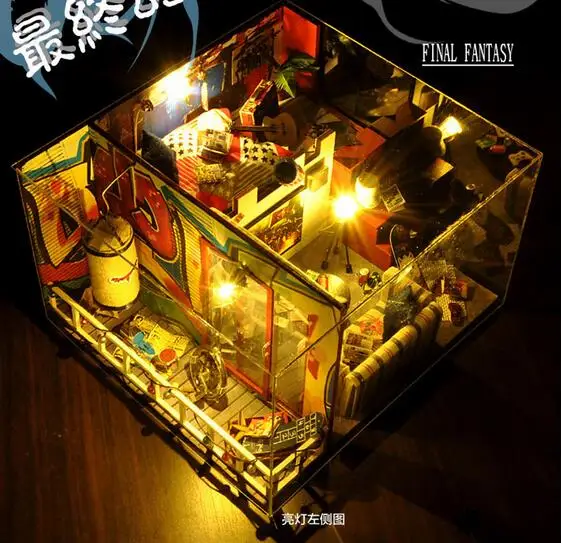 Best Price DIY 3D Wooden Dollhouse Miniature Dining Room Model Kit With Cover And LED furnitures Handcraft Miniature Kitchen Doll house Best Price DIY 3D Wooden Dollhouse Miniature Dining Room Model Kit With Cover And LED furnitures Handcraft Miniature Kitchen Doll house