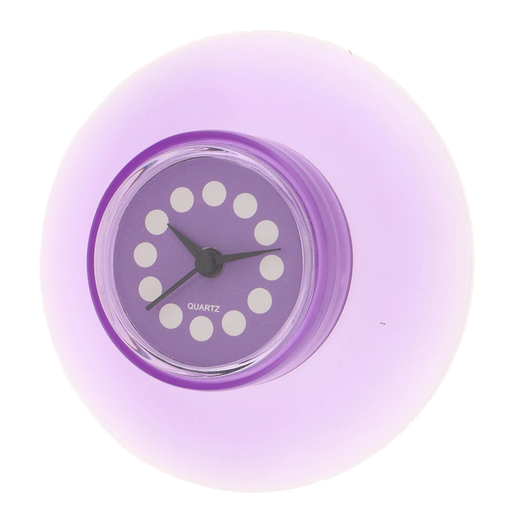Mini Size Portable Waterproof Silicone Bathroom Kitchen Shower Suction Wall Clock Battery Operated Clock