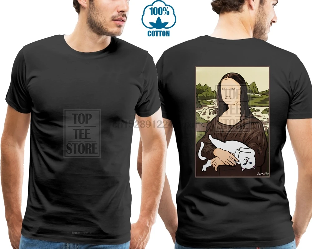 Новая Черная хлопковая Футболка с круглым вырезом и принтом Rip N Dip Monalisa | Мужская