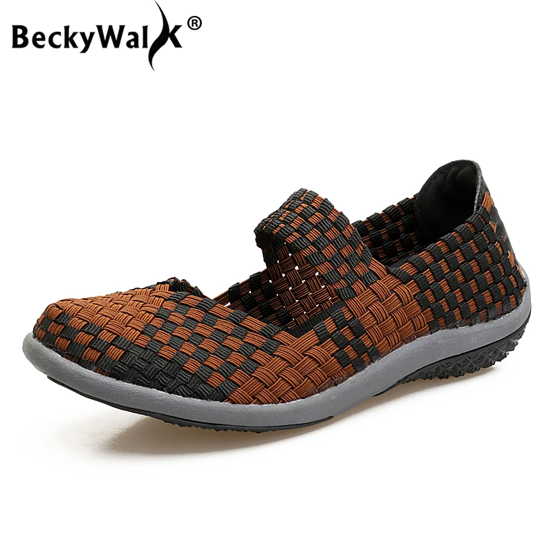 Туфли BeckyWalk женские на плоской подошве плетеные балетки дышащие кроссовки