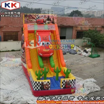 

KK Commercial customized red racing car inflatable slide, double lane inflatable car slide