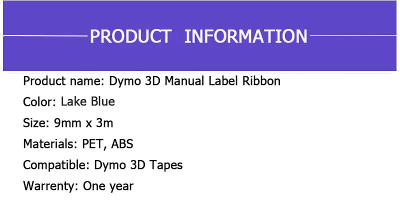 CIDY 5 шт. озеро синий цвет 9 мм * 3 м Совместимость DYMO 3D Пластик тиснение ленты тиснение Label Maker для DYMO 1610/1575 Motex E101