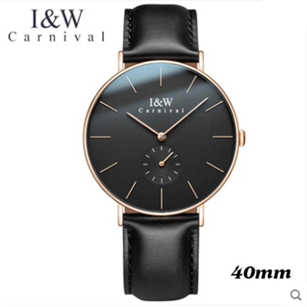 

Fashion Carnival Brand Ultra-Thin 6mm Quartz Watch Men Simple Design Casual Business Import Movement Genuine Leather Male Clock