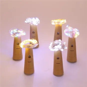 

6pcs/lot Wine Bottle Stopper Cork Copper Wire 2M-20leds 3Modes Waterproof Starry String Lights for Valentines Wedding party