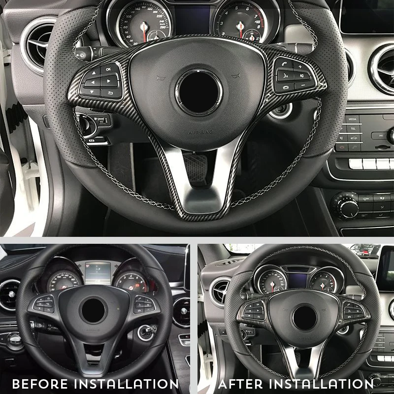 

Modified Abs Steering Wheel Button Trim Sticker Frame Cover Decoration Accessories For Mercedes Bezn W205 W213 Vito W447 Gla Glc