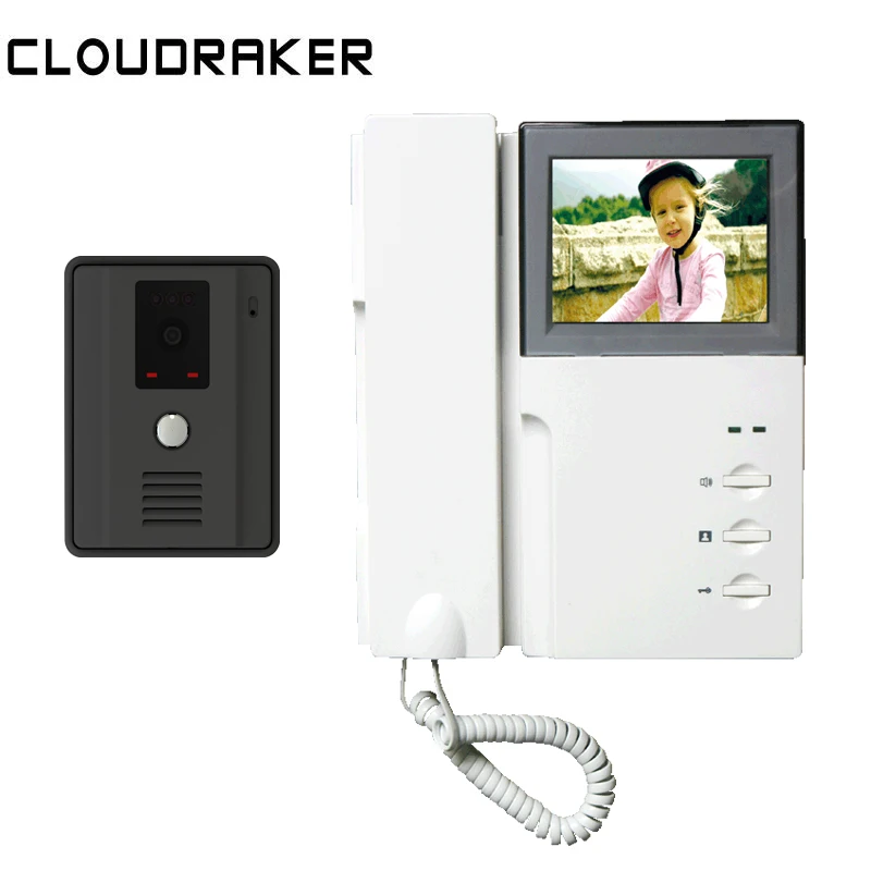 

CLOUDRAKER Video Door Phone 1x Telephone Monitor 4.3'' with 1x Wired Camera Video Intercom System Night Vision Unlock