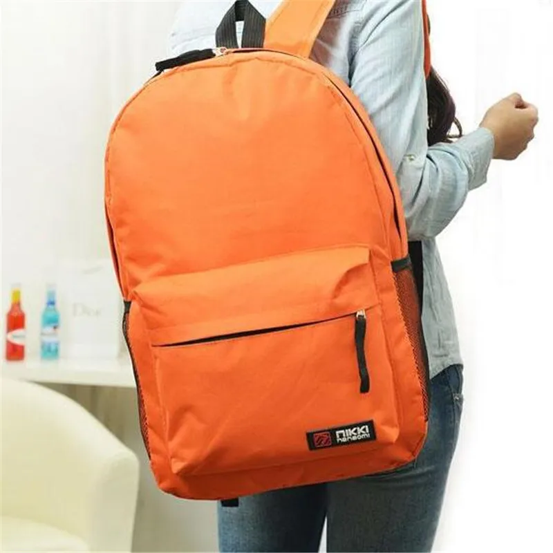 Simple Korean style pure candy color canvas women backpack college student school book bag leisure backpack