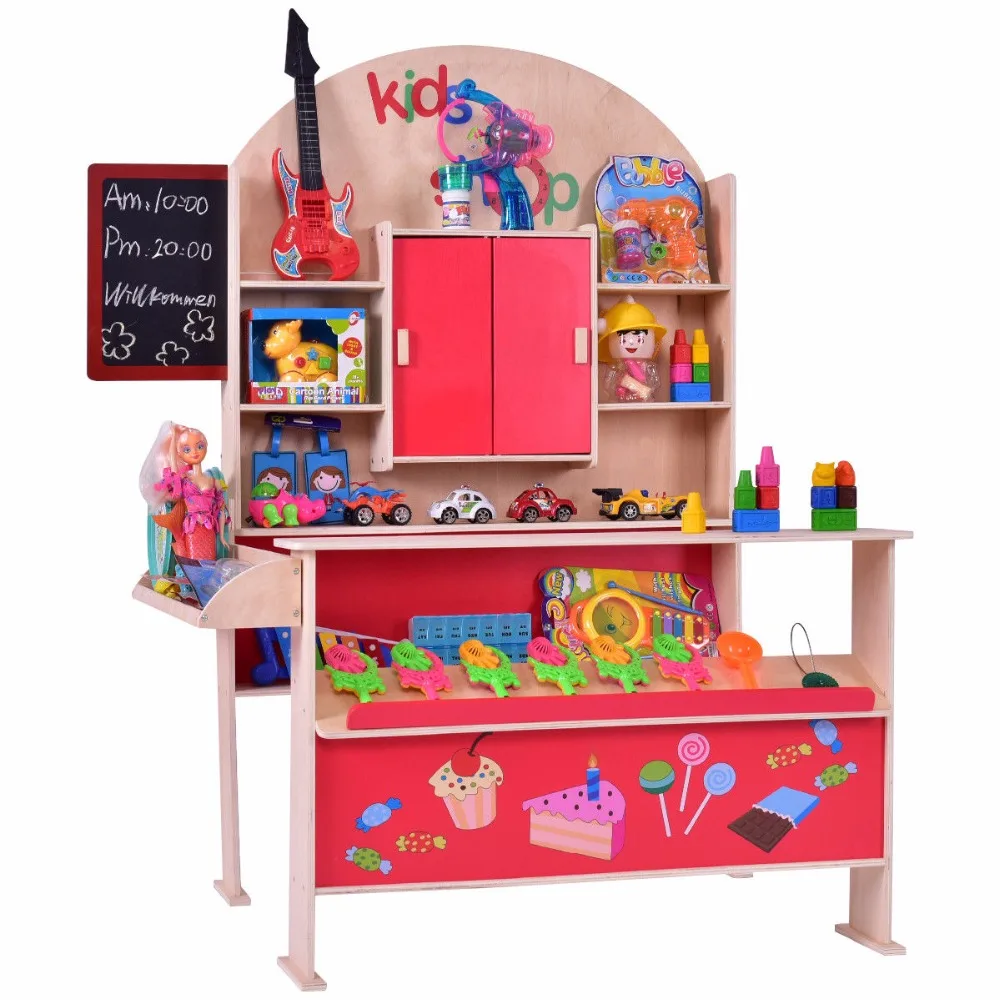 Kids Wooden Toy Shop Market Children Shopping Pretend Play Set Colorful Toddler Baby Christmas Birthday Gift