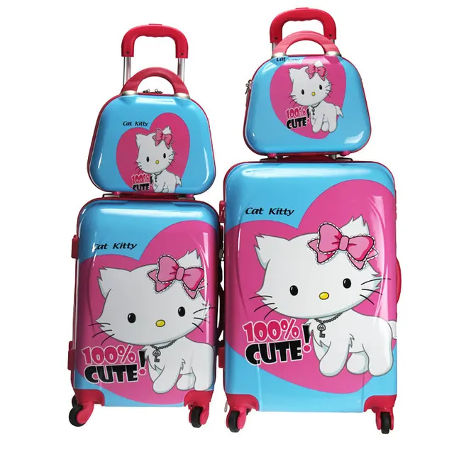 Girl Hello Kitty Luggage Sets&Women Cartoon Travel Suitcase Universal