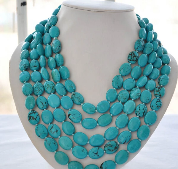 

Jew2654 100inch 13x16mm ellipse green turquoise bead NECKLACE
