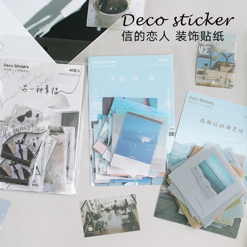 

40pcs Rooftop Story Series Ins Style Originality Adhesive Sticky Notes School Office Supplies Stationery