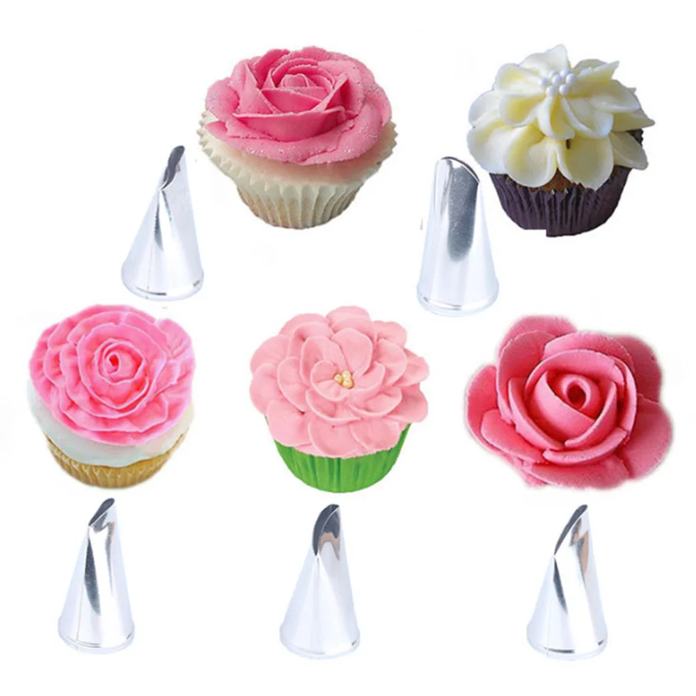 

5PCS NEW DIY Stainless Steel DIY Craft Flower Rose Icing Piping Nozzles Cream Petal Pastry Cake Decorating Tips